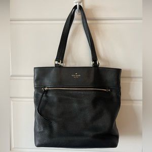 Kate Spade black pebbled leather tote, 14.5” Width x 12” Length